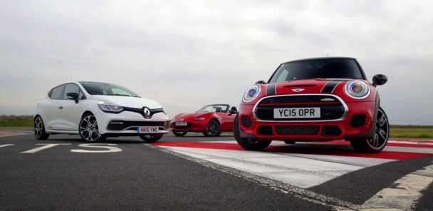2015 Mazda MX-5 vs Mini Cooper S JCW, Renault Clio RS 220 Trophy and Toyota GT 86 - Shootout